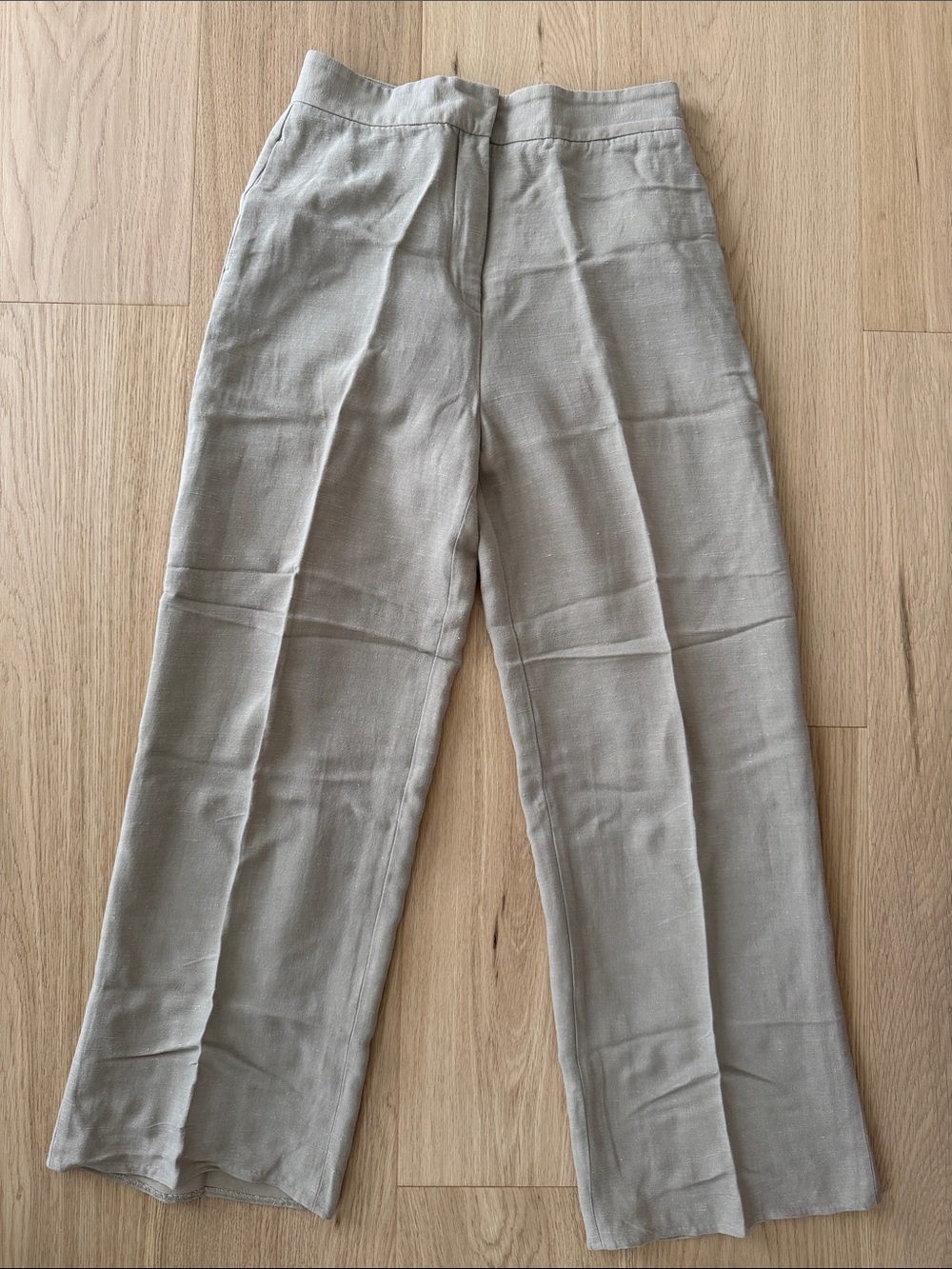 Massimo Dutti Light Gray Wide-Leg Trousers